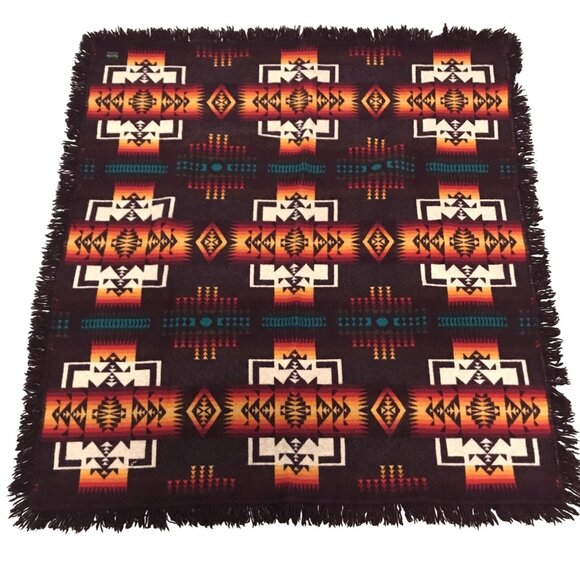 Pendleton Depuis 1863 Wool Blanket Aztec Southwestern Brown Orange 66" X 61" - Picture 9 of 9